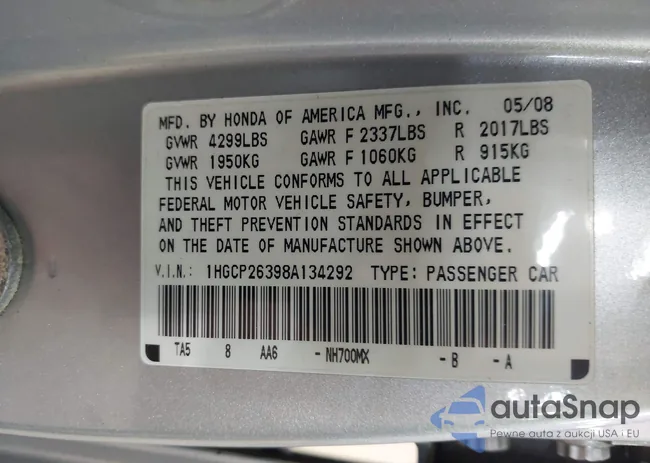 1HGCP26398A134292: 42987932