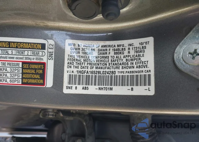 1HGFA16528L024280: 42987938