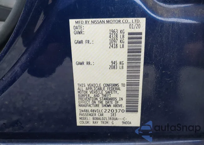 1N4BL4BV1LC220370: 42986970