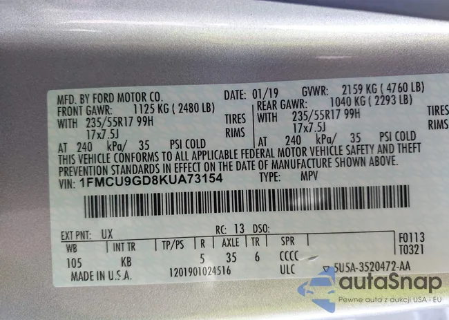 1FMCU9GD8KUA73154: 42987069