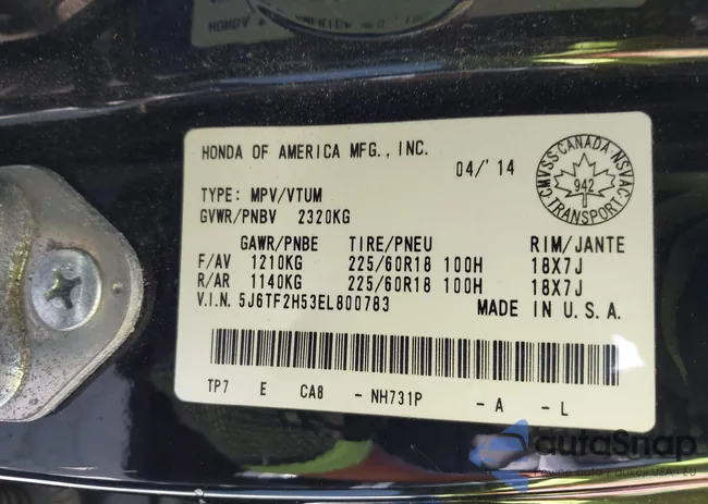 5J6TF2H53EL800783: 42987258