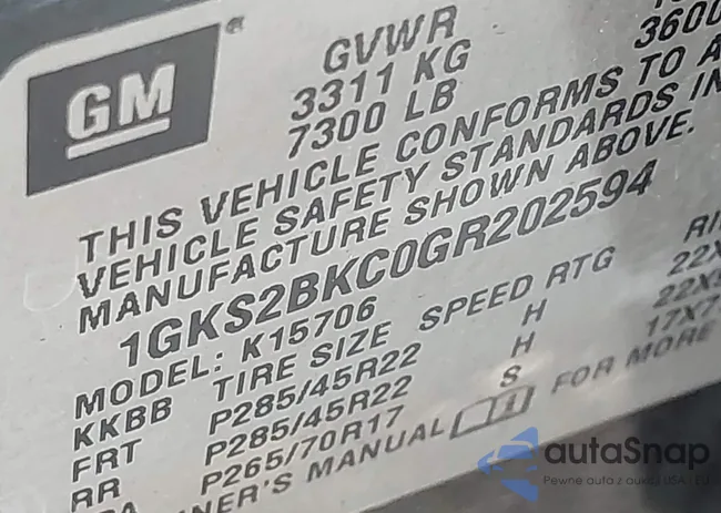 1GKS2BKC0GR202594: 42987325
