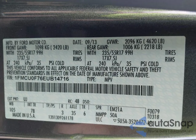 1FMCU0F76EUB14716: 42988452