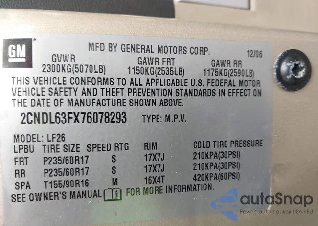 2CNDL63FX76078293: 42988602