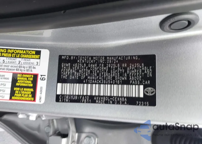 4T1DAACK3SU540161: 42988165