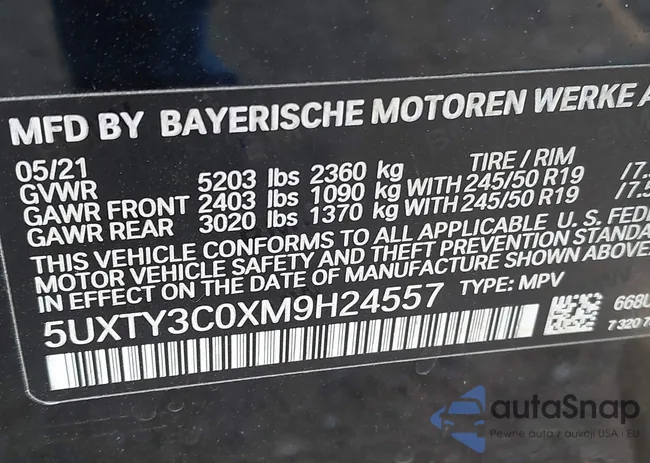 5UXTY3C0XM9H24557: 42988254