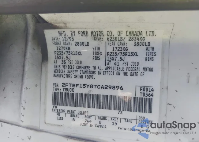 2FTEF15Y8TCA29896: 42989467