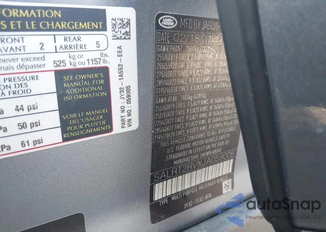 SALRT2RVXJA059005: 42989634