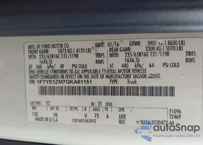 1FTYE1ZM7GKA61151: 42989658