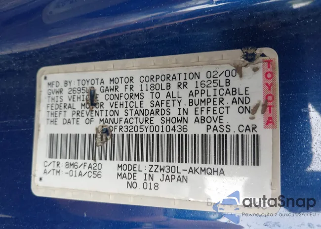 JTDFR3205Y0010436: 42989881