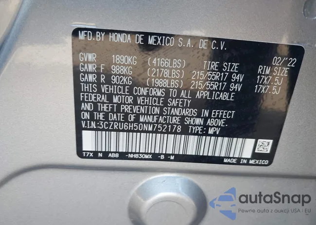 3CZRU6H50NM752178: 42989889