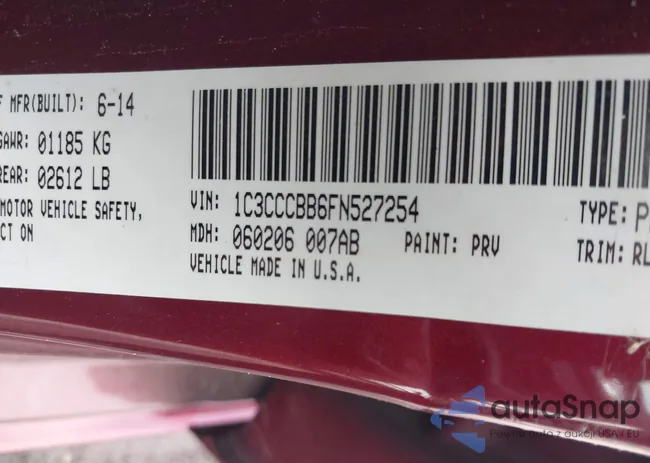 1C3CCCBB6FN527254: 42989100