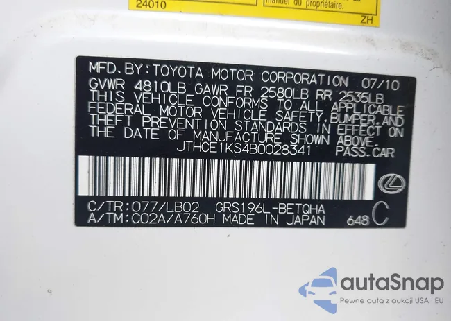 JTHCE1KS4B0028341: 42989103