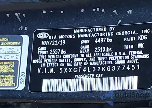 5XXGT4L32KG377451: 42989247