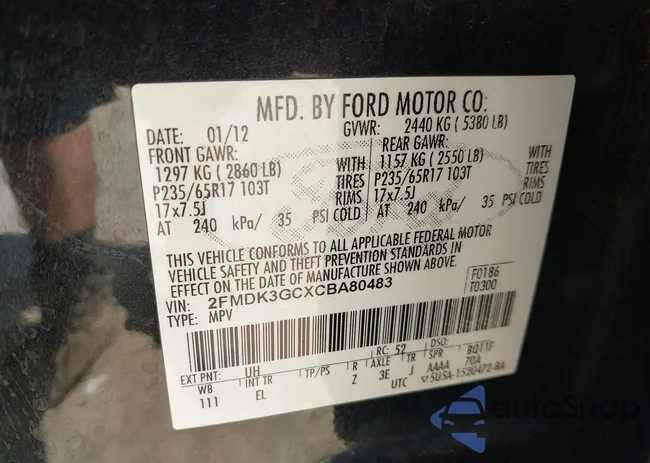 2FMDK3GCXCBA80483: 42989258