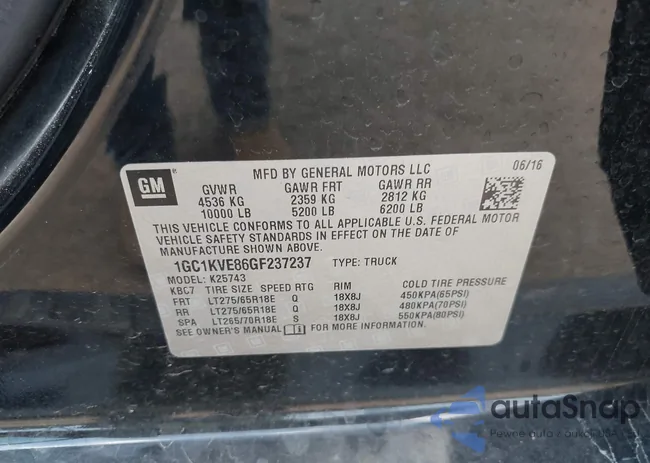 1GC1KVE86GF237237: 42989344