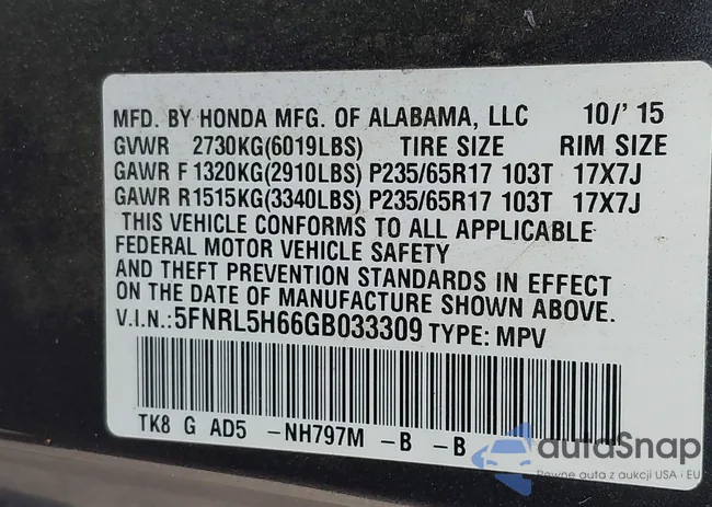 5FNRL5H66GB033309: 42990431