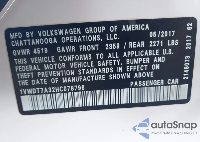 1VWDT7A32HC078796: 42990553