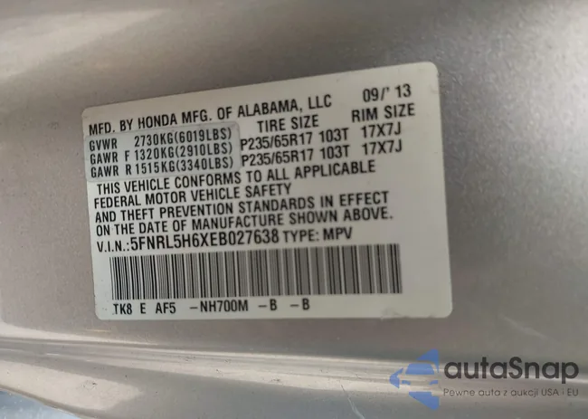 5FNRL5H6XEB027638: 42990589