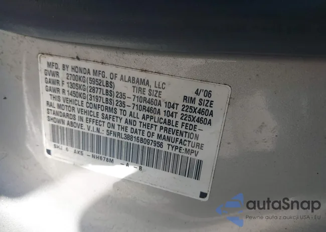 5FNRL38816B097956: 42990678