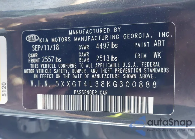 5XXGT4L38KG300888: 42990782