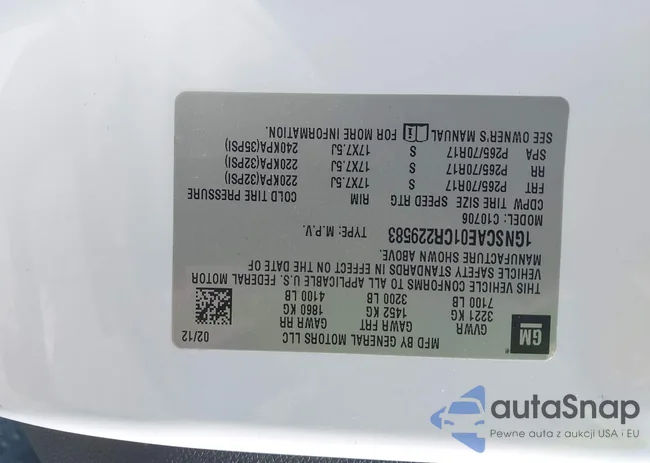 1GNSCAE01CR229583: 42990866