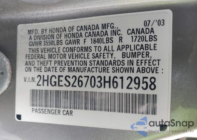2HGES26703H612958: 42991376