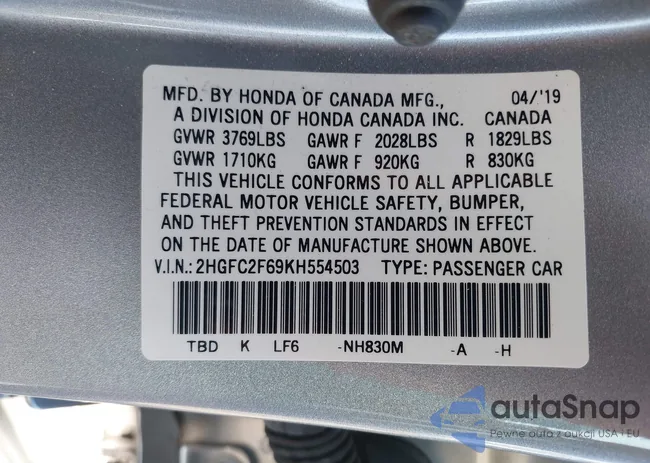 2HGFC2F69KH554503: 42991437