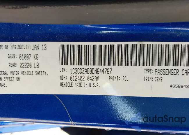 1C3CDZAB8DN644767: 42991629