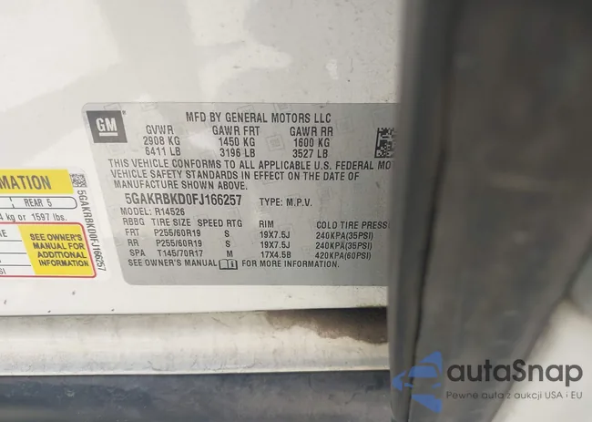 5GAKRBKD0FJ166257: 42991654