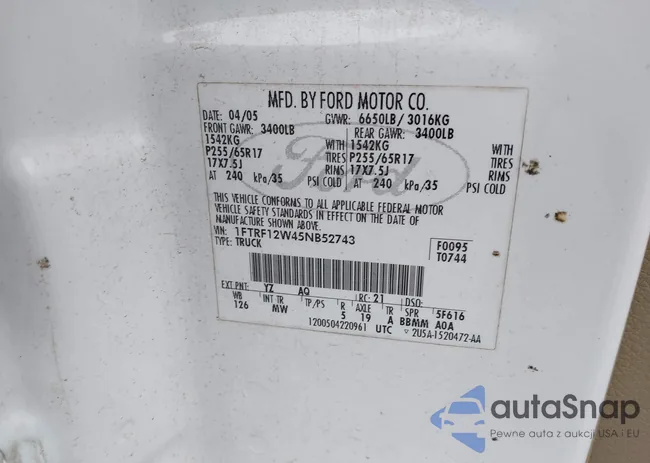 1FTRF12W45NB52743: 42991899