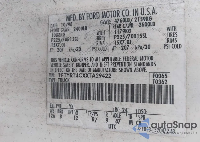 1FTYR14CXXTA29422: 42991921