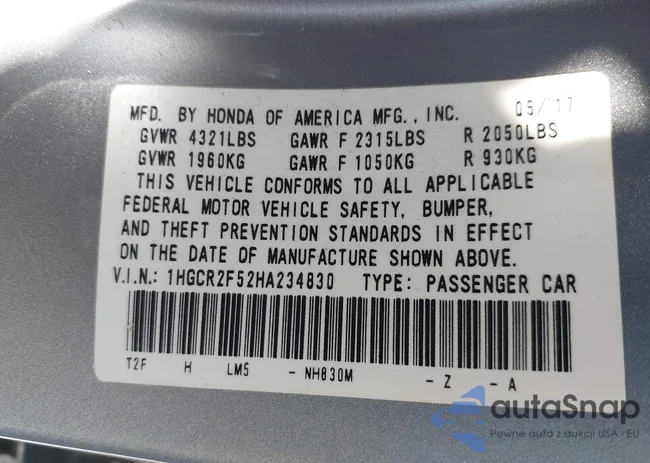 1HGCR2F52HA234830: 42991060