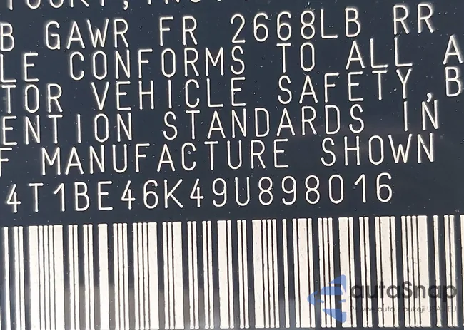 4T1BE46K49U898016: 42991074