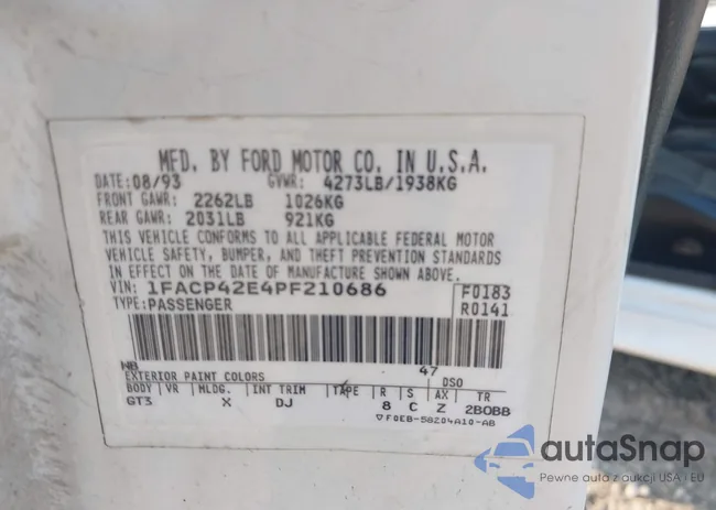 1FACP42E4PF210686: 42992365