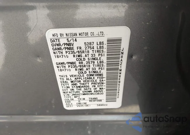 JN8AZ1MW6EW523630: 42992455