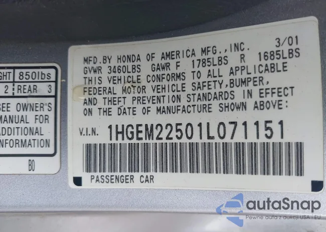 1HGEM22501L071151: 42992554