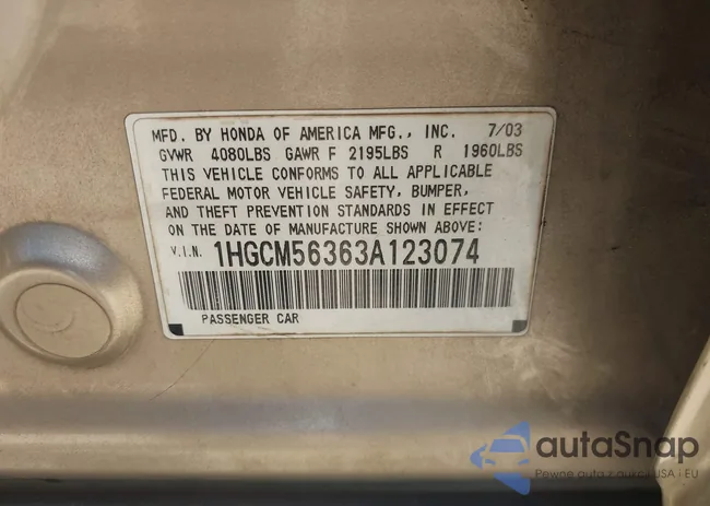 1HGCM56363A123074: 42992618