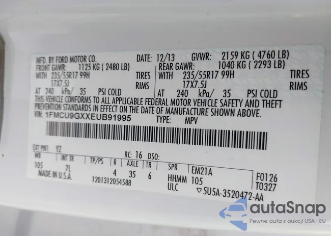 1FMCU9GXXEUB91995: 42992711