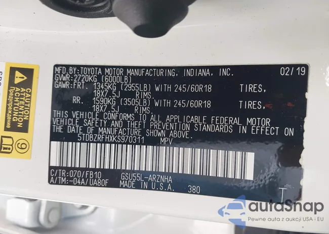 5TDBZRFHXKS970311: 42992899