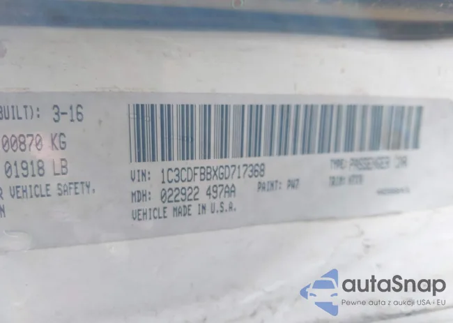 1C3CDFBBXGD717368: 42991957