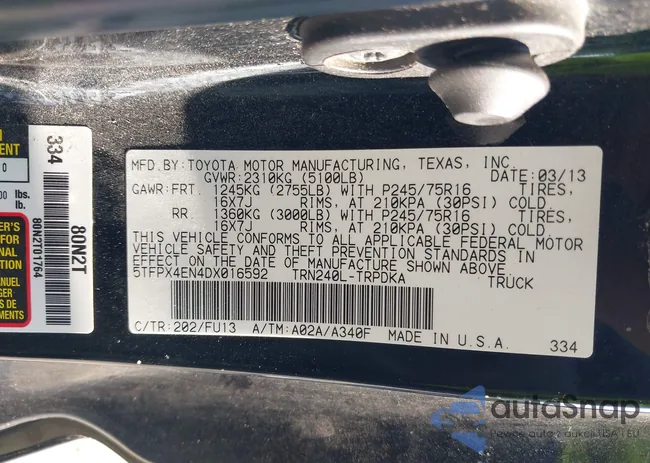 5TFPX4EN4DX016592: 42992003