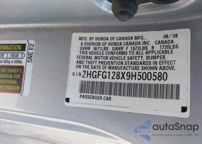 2HGFG128X9H500580: 42992102