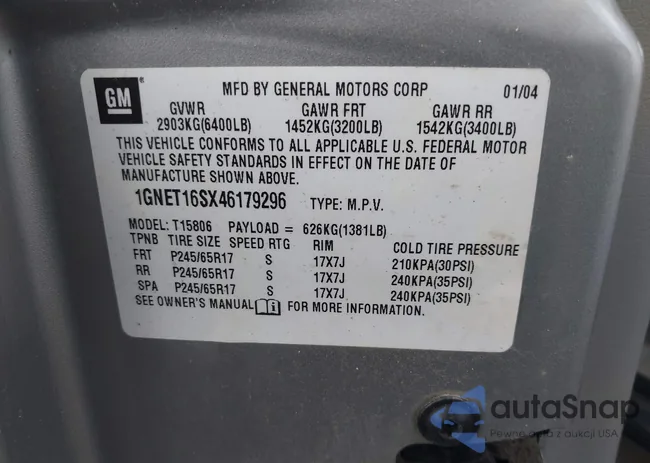 1GNET16SX46179296: 42992136