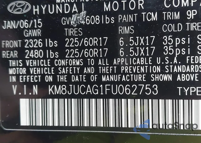 KM8JUCAG1FU062753: 42992221