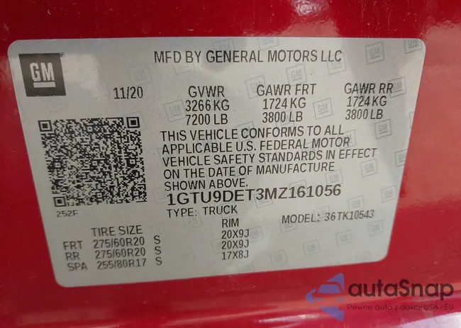 1GTU9DET3MZ161056: 42992332