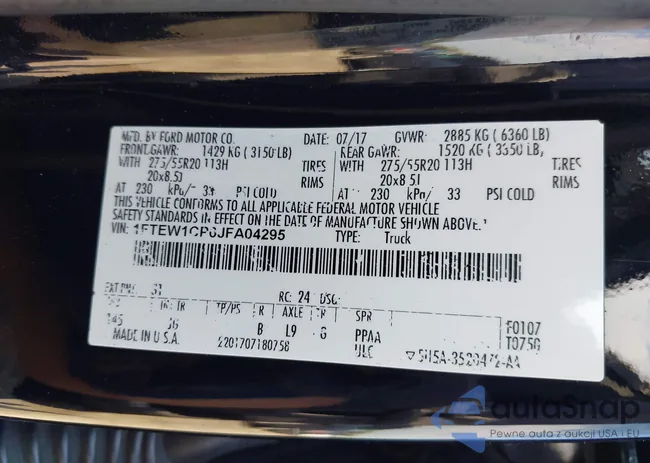 1FTEW1CP6JFA04295: 42993400