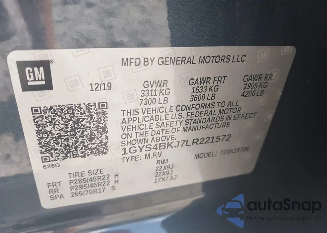 1GYS4BKJ7LR221572: 42993433