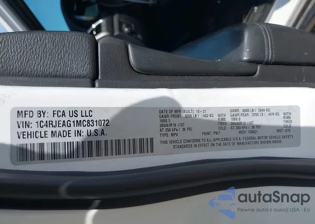 1C4RJEAG1MC831072: 42993482