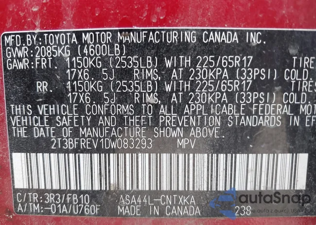 2T3BFREV1DW083293: 42993570